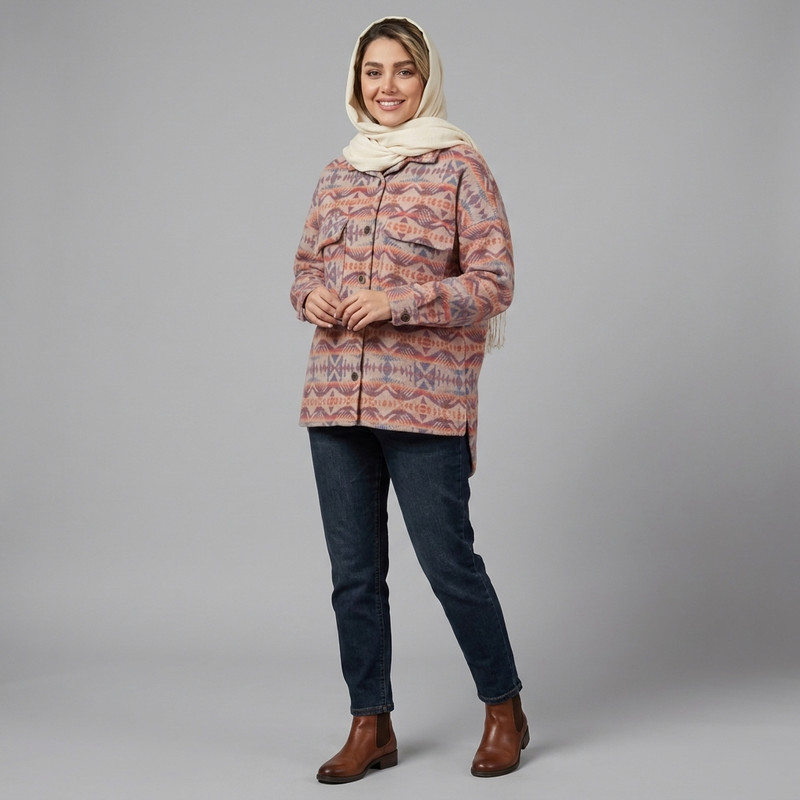 شکت زنانه پلیاستر طرح هاوایی اسیست مدل 20024